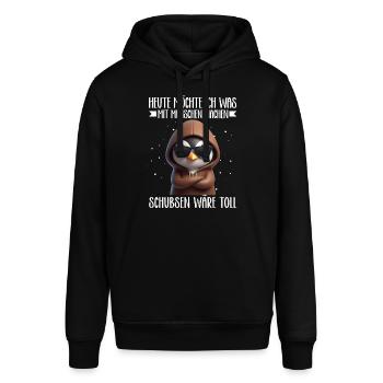 Heute möchte ich was mit Menschen machen Schubsen - Stanley/Stella Unisex Hoodie SOUNDER - Schwarz - Vorne - Alina (178cm) & Michal (187cm)