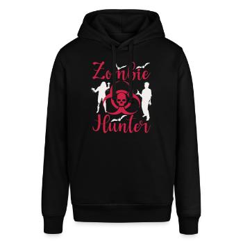 Zombie Hunter Halloween Zombie Jäger - Stanley/Stella Unisex Hoodie SOUNDER - Schwarz - Vorne - Alina (178cm) & Michal (187cm)