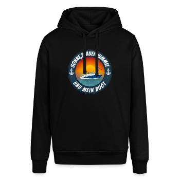 Sonne blauer Himmel und mein Boot - Stanley/Stella Unisex Hoodie SOUNDER - Schwarz - Vorne - Alina (178cm) & Michal (187cm)