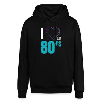 I LOVE THE 80'S - Stanley/Stella Unisex Hoodie SOUNDER - Schwarz - Vorne - Alina (178cm) & Michal (187cm)