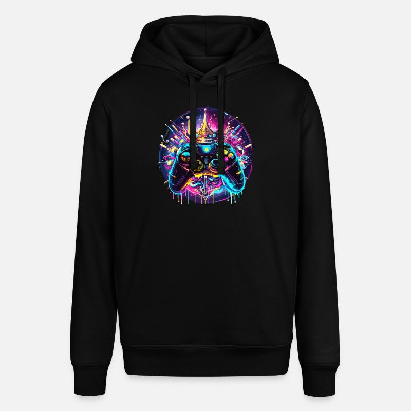 Synthwave Gamer Controller mit Krone - Stanley/Stella Unisex Hoodie SOUNDER - Schwarz