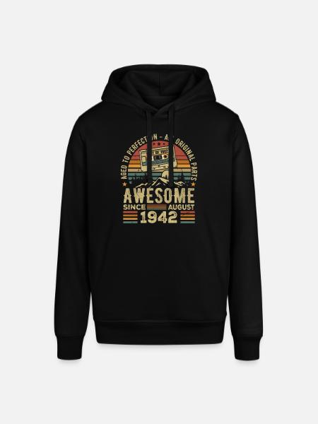 Geboren in augustus 1942 Verjaardagscadeau augustus 1942 augustus - Stanley/Stella Uniseks biologische hoodie SOUNDER - zwart