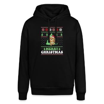 Merry Christmas retro ugly christmas Biber - Stanley/Stella Unisex Hoodie SOUNDER - Schwarz - Vorne - Alina (178cm) & Michal (187cm)
