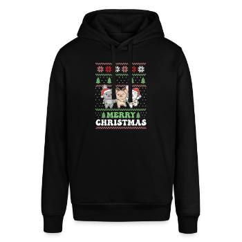 Merry Christmas retro ugly christmas Hase - Stanley/Stella Unisex Hoodie SOUNDER - Schwarz - Vorne - Alina (178cm) & Michal (187cm)