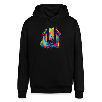 Wasserfarben Farbenfrohes Meerschweinchen bunte - Stanley/Stella Unisex Hoodie SOUNDER - Schwarz - Vorne - Alina (178cm) & Michal (187cm)