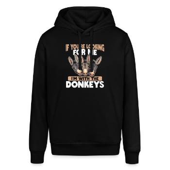 Wenn Du Mich Suchst, Bin Ich Bei Den Esel - Stanley/Stella Unisex Hoodie SOUNDER - Schwarz - Vorne - Alina (178cm) & Michal (187cm)