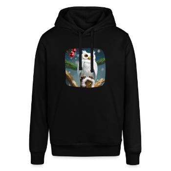 Weihnachtsmotiv Schneeeule - Stanley/Stella Unisex Hoodie SOUNDER - Schwarz - Vorne - Alina (178cm) & Michal (187cm)