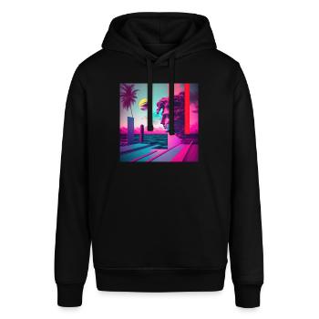 Eine Vaporwave Erkundung von Nostalgie & Ästhetik - Stanley/Stella Unisex Hoodie SOUNDER - Schwarz - Vorne - Alina (178cm) & Michal (187cm)