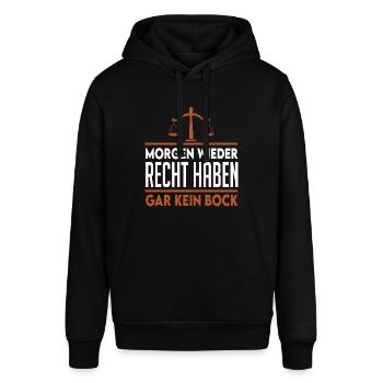 Anwalt Morgen wieder Recht haben gar kein Bock - Stanley/Stella Unisex Hoodie SOUNDER - Schwarz - Vorne - Alina (178cm) & Michal (187cm)