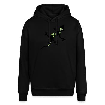 Gecko-Abbildung - Stanley/Stella Unisex Hoodie SOUNDER - Schwarz - Vorne - Alina (178cm) & Michal (187cm)