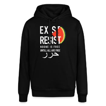 Exist-Resist (white) - Stanley/Stella Unisex Hoodie SOUNDER - Schwarz - Vorne - Alina (178cm) & Michal (187cm)