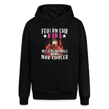 Feuerwehr Mama lustige Berufsfeuerwehr Sprüche - Stanley/Stella Unisex Hoodie SOUNDER - Schwarz - Vorne - Alina (178cm) & Michal (187cm)
