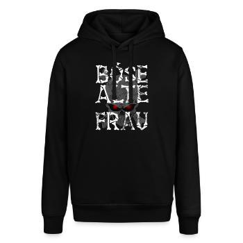 Böse alte Frau - Totenkopf - Ironie - Spruch - Stanley/Stella Unisex Hoodie SOUNDER - Schwarz - Vorne - Alina (178cm) & Michal (187cm)