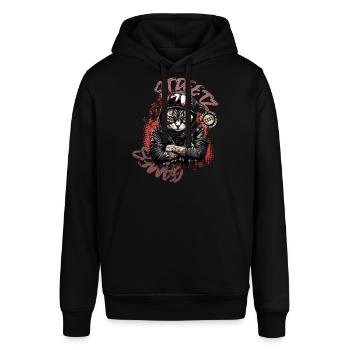 Chat streetwear - Sweat à capuche SOUNDER Stanley/Stella Unisexe - noir - Devant - Alina (178cm) & Michal (187cm)
