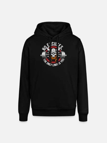 Viking Schedel Motiverende Gym Graphic - Stanley/Stella Uniseks biologische hoodie SOUNDER - zwart