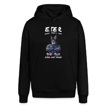 Eier sucht man nicht Ostern - Stanley/Stella Unisex Hoodie SOUNDER - Schwarz - Vorne - Alina (178cm) & Michal (187cm)