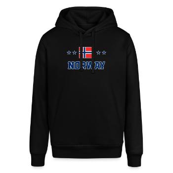 Norge - Stanley/Stella SOUNDER økologisk unisex-hettegenser - svart - Foran - Alina (178cm) & Michal (187cm)