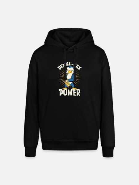 Pengu-Sax Power - Penguin on saxophone - Stanley/Stella SOUNDER Unisex Hoodie - black