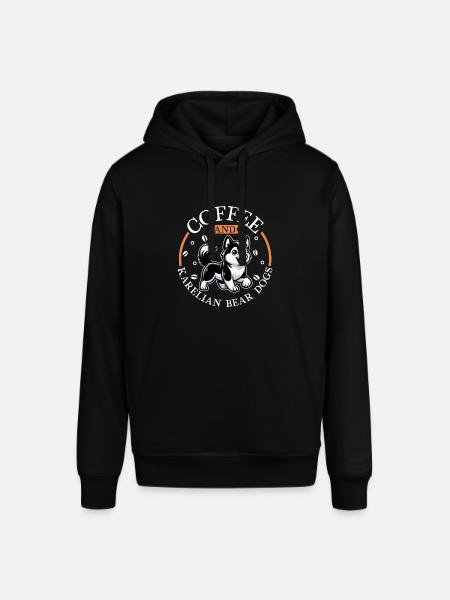 Coffee and Karelian Bear Dog - Stanley/Stella SOUNDER Unisex Hoodie - black
