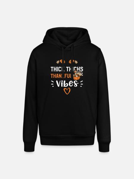 Thick Thighs Thankful Vibes - Stanley/Stella SOUNDER Unisex Hoodie - black