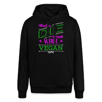rights bio naturschutz grünes leben witzig schwein - Stanley/Stella Unisex Hoodie SOUNDER - Schwarz - Vorne - Alina (178cm) & Michal (187cm)