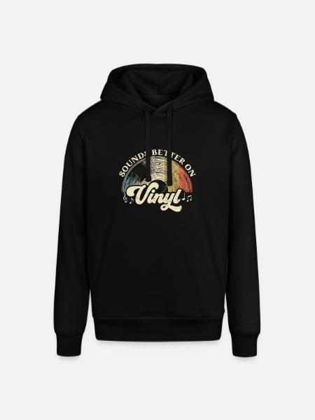 vinyl vinyl musik pladespiller retro - Stanley/Stella SOUNDER unisex hoodie - sort