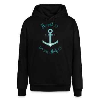 "Heimat ist wo das Meer ist" - Stanley/Stella Unisex Hoodie SOUNDER - Schwarz - Vorne - Alina (178cm) & Michal (187cm)