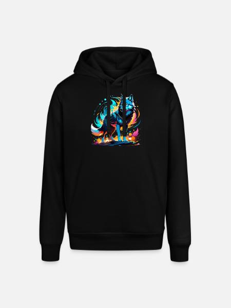 Wolf and Mountain - Protective Nature - Stanley/Stella SOUNDER Unisex Hoodie - black