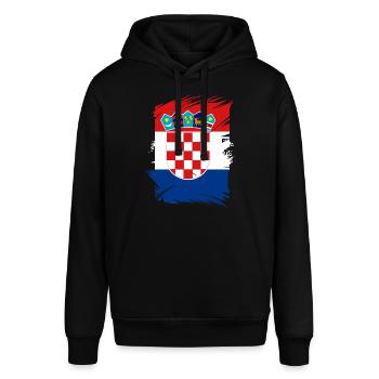 Kroatien Flagge Adria Zagreb Kroatische Fahne - Stanley/Stella Unisex Hoodie SOUNDER - Schwarz - Vorne - Alina (178cm) & Michal (187cm)