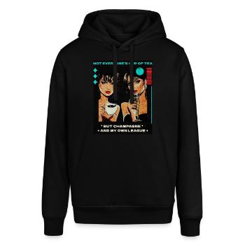 Glamour Vibes mit Augenzwinkern - Stanley/Stella Unisex Hoodie SOUNDER - Schwarz - Vorne - Alina (178cm) & Michal (187cm)