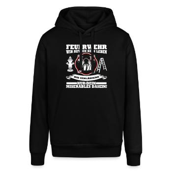 Jugendfeuerwehr Witz Feuerwehr - Stanley/Stella Unisex Hoodie SOUNDER - Schwarz - Vorne - Alina (178cm) & Michal (187cm)