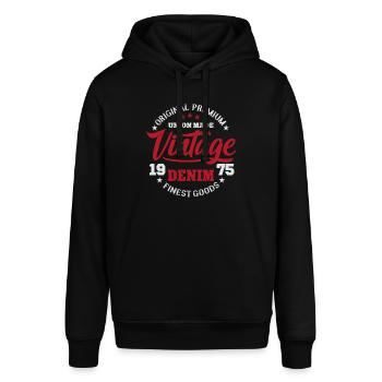 College Vintage Denim Design Original premium bon - Sweat à capuche SOUNDER Stanley/Stella Unisexe - noir - Devant - Alina (178cm) & Michal (187cm)