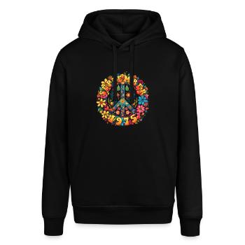 Flower Power Hippie Geburstag - September 1975 - Stanley/Stella Unisex Hoodie SOUNDER - Schwarz - Vorne - Alina (178cm) & Michal (187cm)
