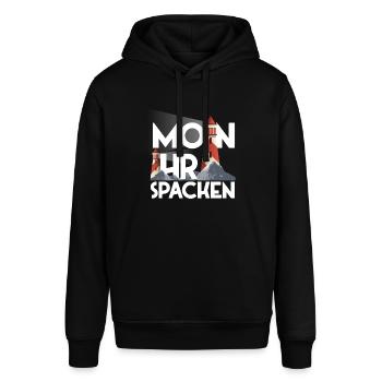 Moin Ihr Spacken Plattdeutsch Nordsee Für - Stanley/Stella Unisex Hoodie SOUNDER - Schwarz - Vorne - Alina (178cm) & Michal (187cm)