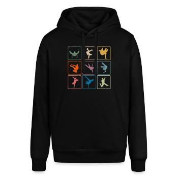 Retro-Break-Tänzerin Breatdancing - Stanley/Stella Unisex Hoodie SOUNDER - Schwarz - Vorne - Alina (178cm) & Michal (187cm)