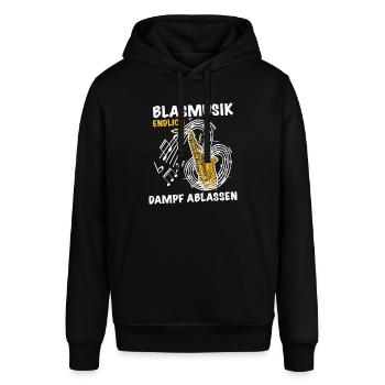 Blasmusik endlich Dampf ablassen Saxophon - Stanley/Stella Unisex Hoodie SOUNDER - Schwarz - Vorne - Alina (178cm) & Michal (187cm)