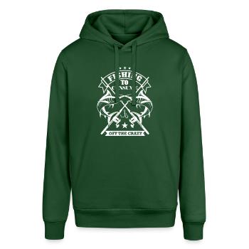 Fishing to consume the crazy - - Stanley/Stella SOUNDER Unisex Hoodie - bottle green - Front - Alina (178cm) & Michal (187cm)