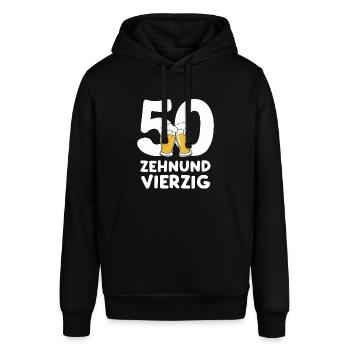 Bier Humor zum 50. Geburtstag Zehnundvierzig - Stanley/Stella Unisex Hoodie SOUNDER - Schwarz - Vorne - Alina (178cm) & Michal (187cm)