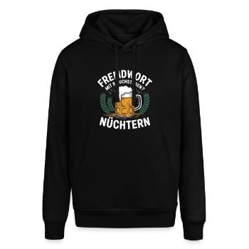 Party Fremdwort mit 8 Buchstaben - Nüchtern - Stanley/Stella Unisex Hoodie SOUNDER - Schwarz - Vorne - Alina (178cm) & Michal (187cm)