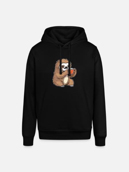 Coffee Cafe Sloth - Stanley/Stella SOUNDER Unisex Hoodie - black