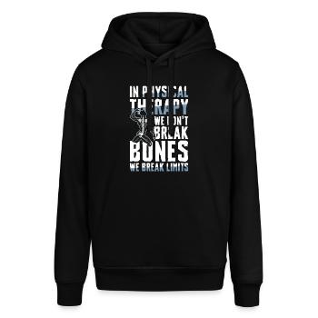 Physiotherapie Grenzen Überwinden Mit Haltung - Stanley/Stella Unisex Hoodie SOUNDER - Schwarz - Vorne - Alina (178cm) & Michal (187cm)