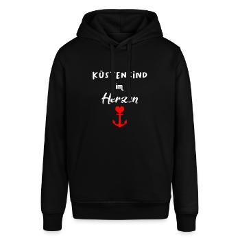 Küstenkind im Herzen - Stanley/Stella Unisex Hoodie SOUNDER - Schwarz - Vorne - Alina (178cm) & Michal (187cm)