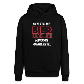 Sie hat gesagt Bier oder Ich Lustige Bier Sprüche - Stanley/Stella Unisex Hoodie SOUNDER - Schwarz - Vorne - Alina (178cm) & Michal (187cm)