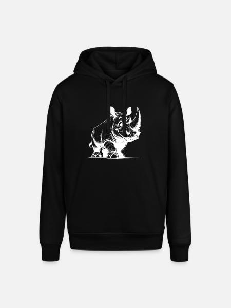Grinning Rhinoceros Stroke Drawing Sketch - Stanley/Stella SOUNDER Unisex Hoodie - black