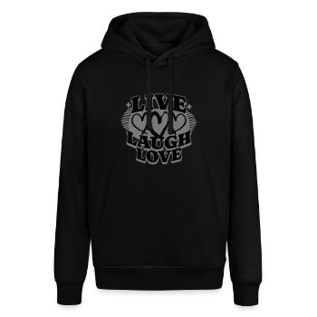 Lebe Liebe Lache - Stanley/Stella Unisex Hoodie SOUNDER - Schwarz - Vorne - Alina (178cm) & Michal (187cm)