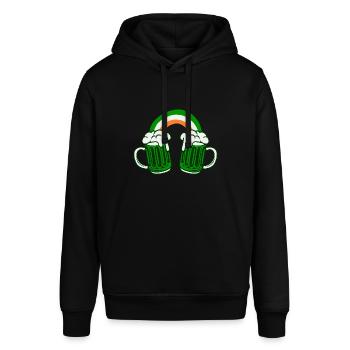 St. Patricks Day Irland Flagge Bier Kleeblatt - Stanley/Stella Unisex Hoodie SOUNDER - Schwarz - Vorne - Alina (178cm) & Michal (187cm)