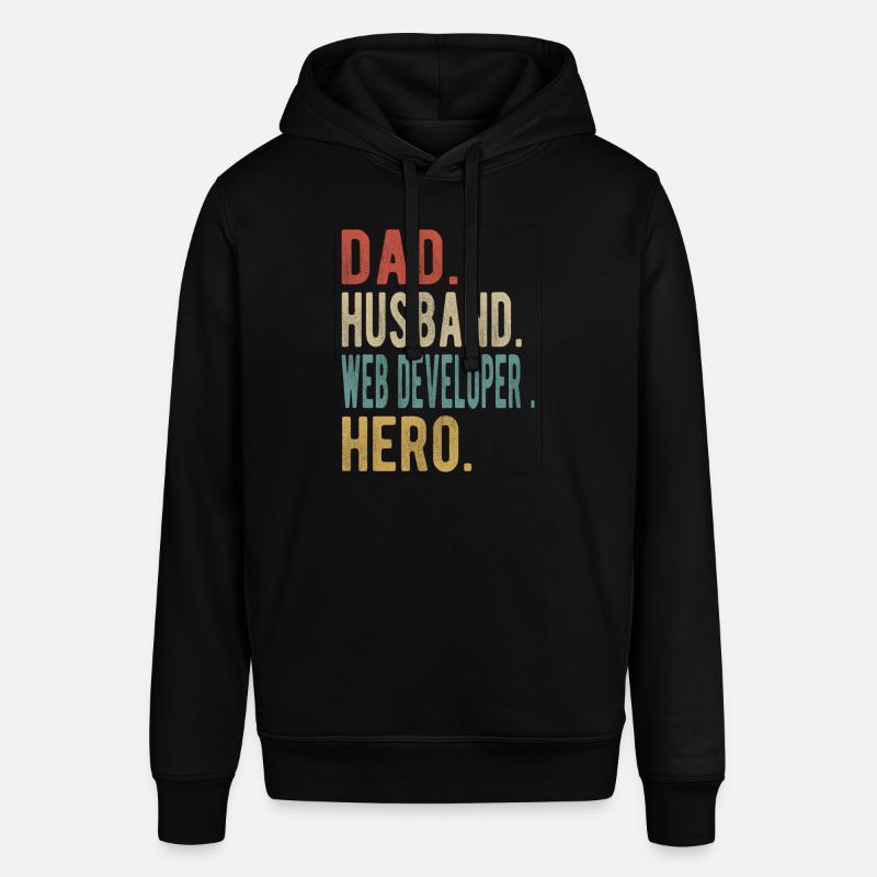 Web Developer Papa Husband Hero - Stanley/Stella SOUNDER Unisex Hoodie - black