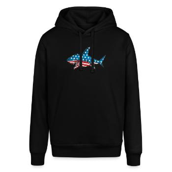 Feiertag Amerika 4. Juli Hai Kostüm Hai Fan - Stanley/Stella Unisex Hoodie SOUNDER - Schwarz - Vorne - Alina (178cm) & Michal (187cm)
