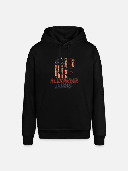 Patriotic Alexander Dinosaur Alexandersaurus - Stanley/Stella SOUNDER Unisex Hoodie - black