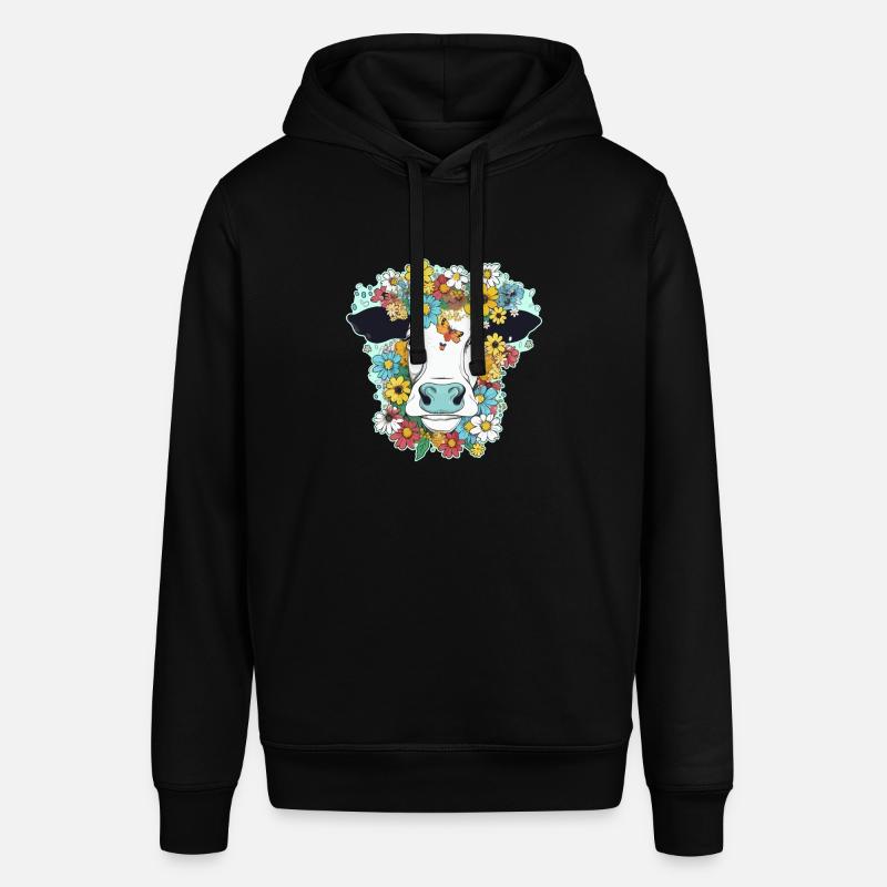 Vache et fleurs - Sweat à capuche SOUNDER Stanley/Stella Unisexe - noir